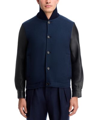 Casual Fit Mixed Media Bomber Jacket