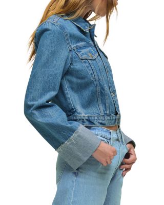 Cuffed Cropped Denim Jacket