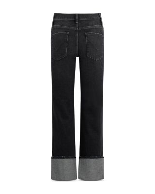 Remi High Rise Wide Cuff Ankle Jeans in Washed Black