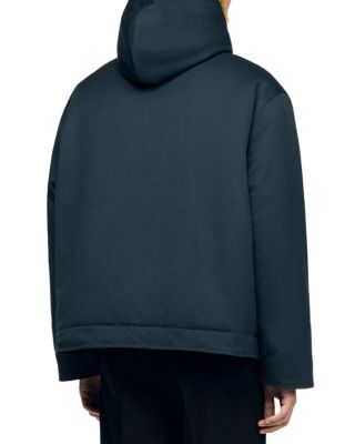 Shearling Trim Hooded Cotton Parka 