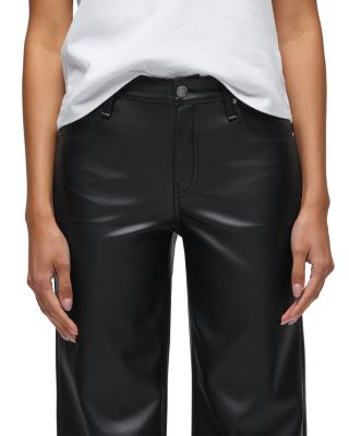 Rosie High Rise Wide Leg faux Leather Jeans in Black