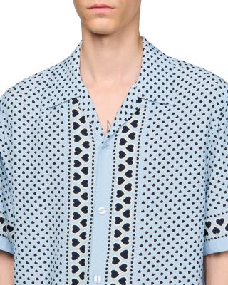 Heart Motif Loose Fit Button Down Shirt