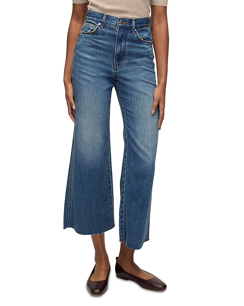 Veronica Beard Taylor High Rise Ankle Flare Leg Jeans In Rebel Moon In Blue