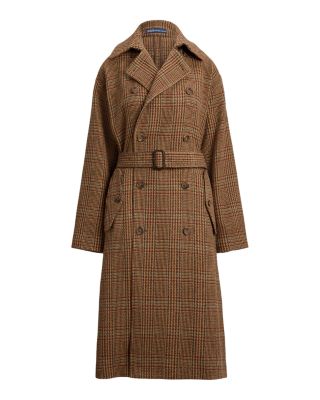 Glen Plaid Wool Trench Coat