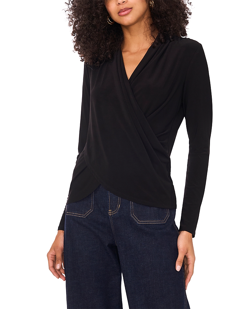 Vince Camuto Long Sleeve Wrap Top In Black