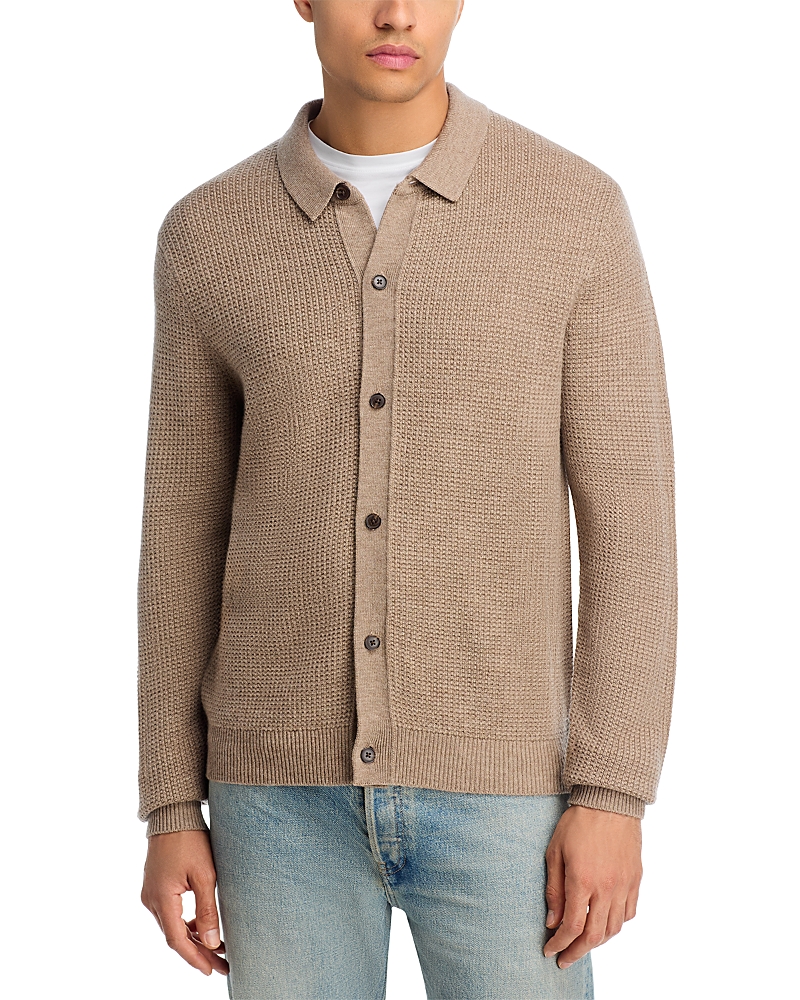Madewell Merino Wool Tuck Stitch Button Down Sweater In Brown