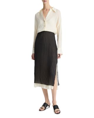 Layered Striped Midi Skirt