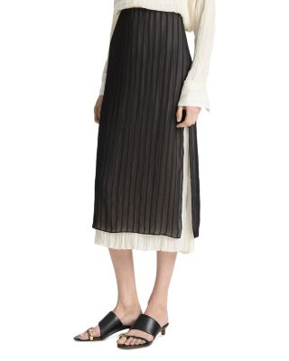 Layered Striped Midi Skirt