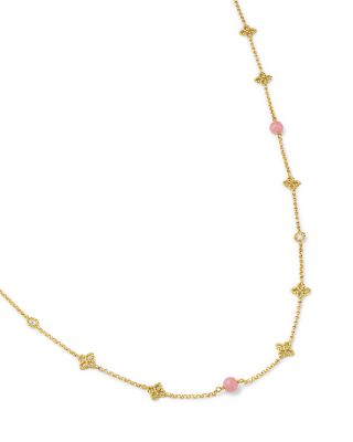 18K Yellow Gold Principessa Pink Opal & Diamond Statement Necklace, 31"