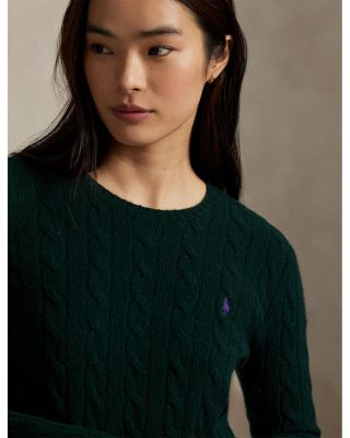 Cable Wool Cashmere Crewneck Slim Fit Sweater