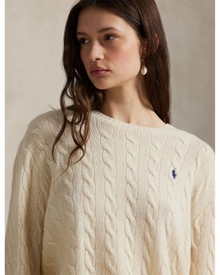 Cable Wool Cashmere Crewneck Slim Fit Sweater