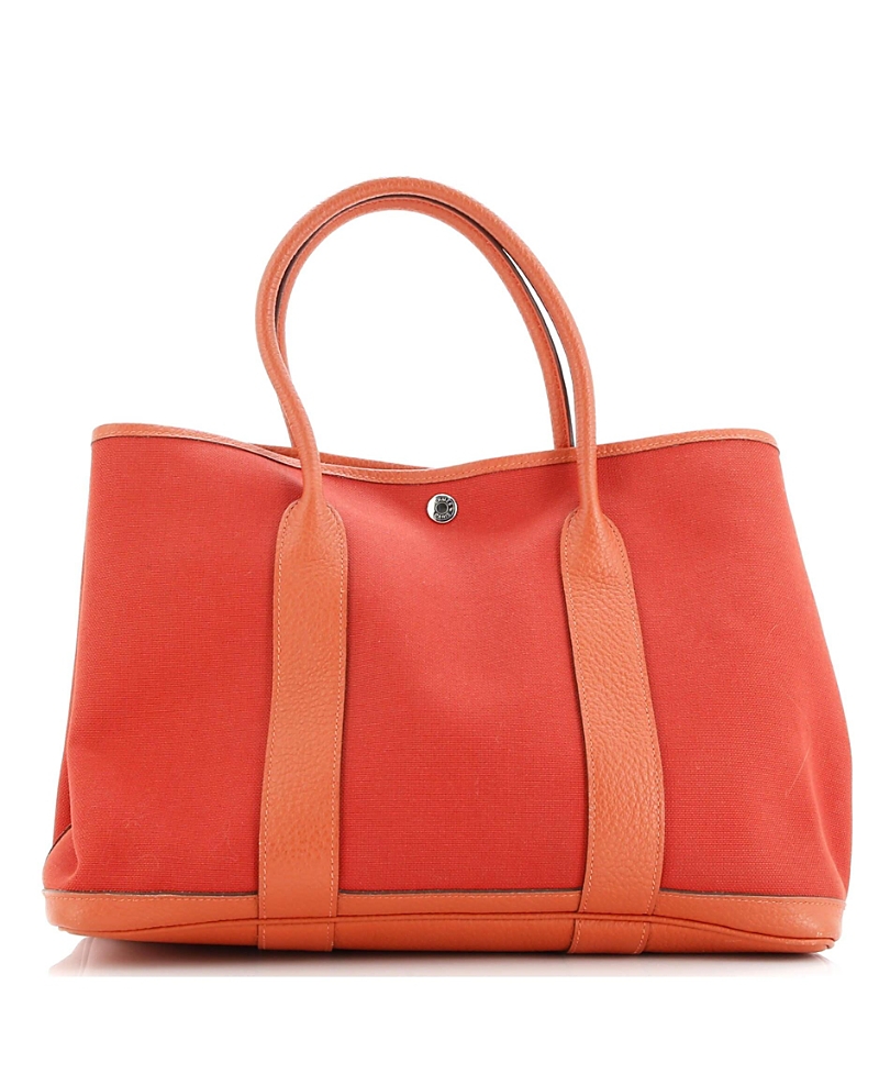 Pre-owned Pre-owned Hermes Hermes 36 Garden Party Tote Toile And Leather In Red