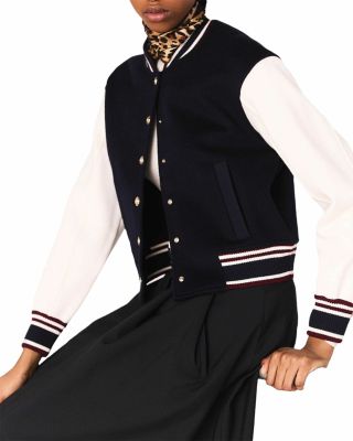 Mixed Fabric Bomber Jacket