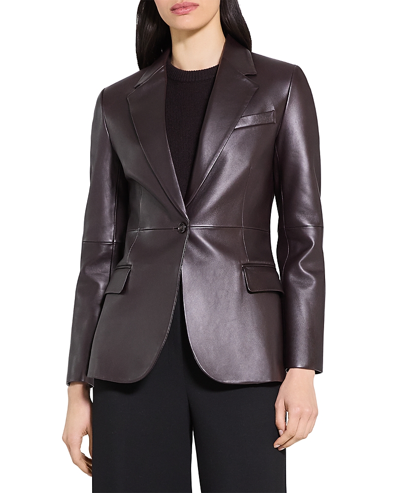 Theory Lynnia Blazer In Leather In Brown