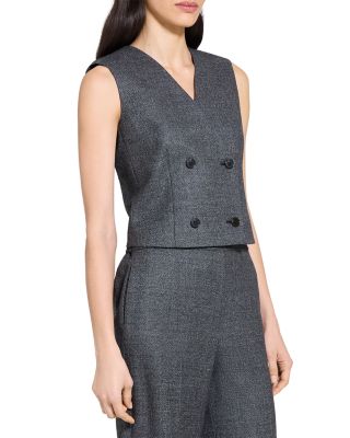 Double Breasted Marled Wool Vest