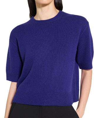 Cashmere Cropped Short Sleeve Sweater