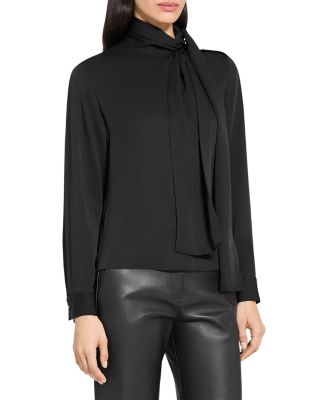 Side Tie Neck Silk Blouse