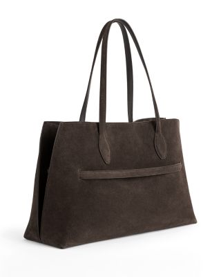 Large Suede Lounge Tote in Dark Brown
