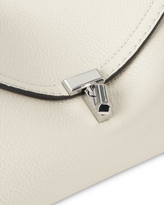 T-Lock Grained-Leather Convertible Clutch in Milk