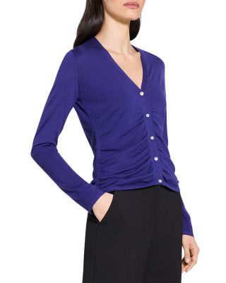 Shirred Cardigan Sweater