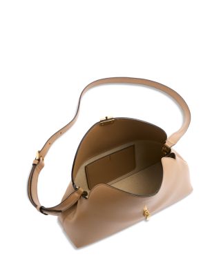 T-Lock Smooth-Leather Convertible Clutch in Medium Bone