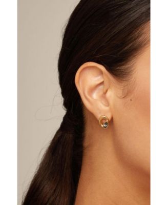 Oval Crystal Stud Earrings