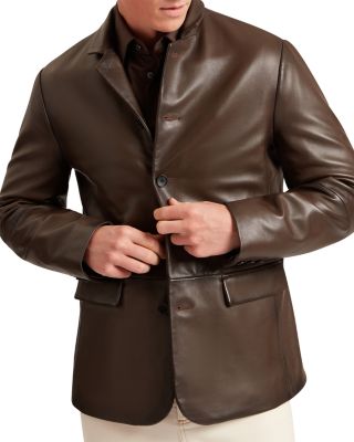 Seinej Regular Fit Burnished Leather Blazer