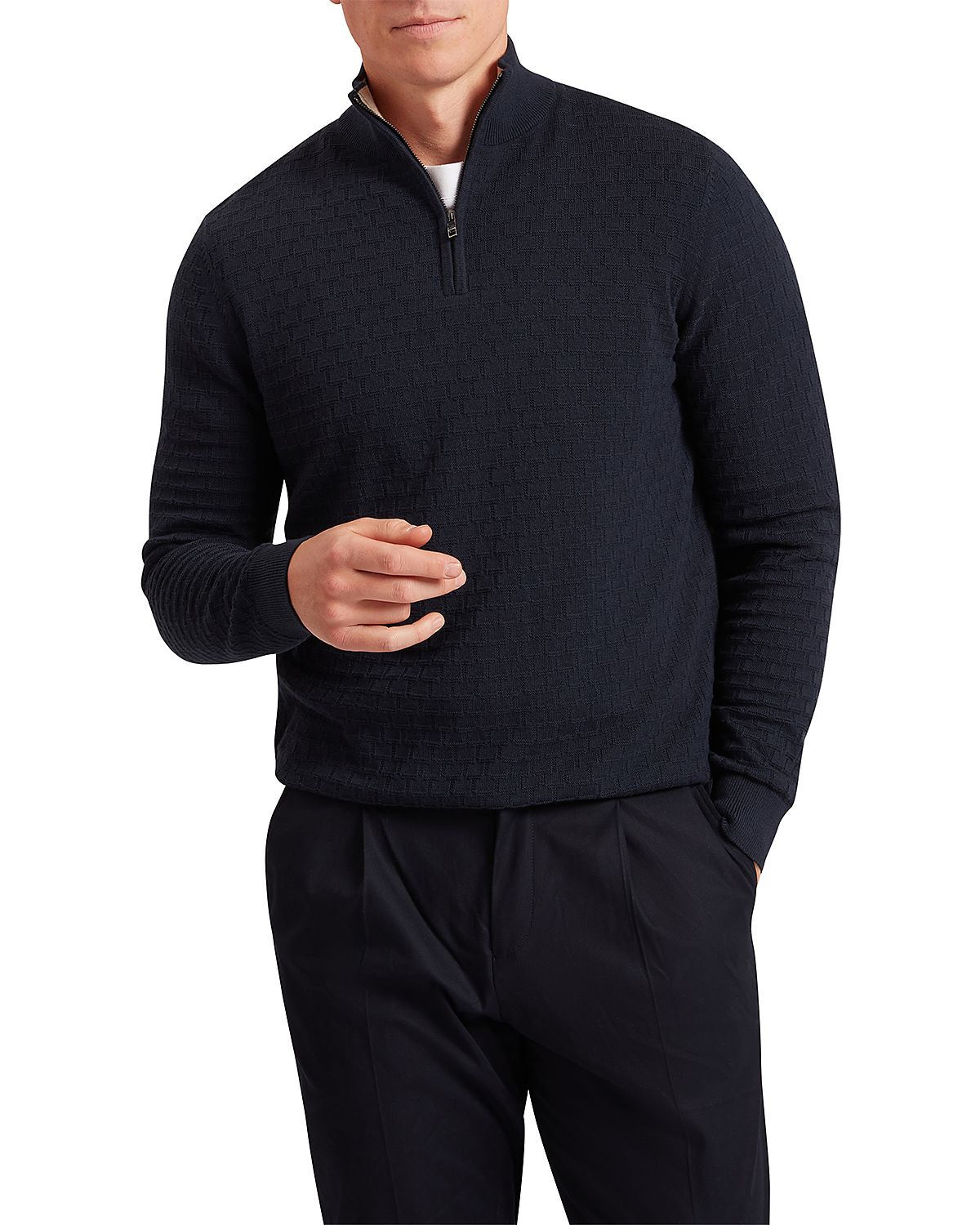 Ted Baker Jeremee Texture Stitch Half-Zip Sweater