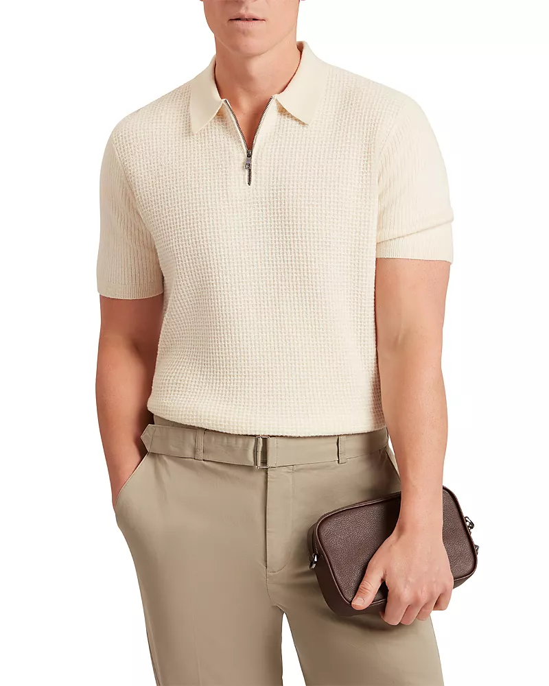 Ted Baker Jaylon Waffle Stitch Zip Polo