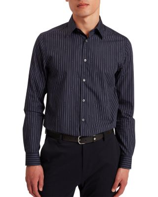 Hangent Regular Fit Branded Stripe Print Cotton Shirt