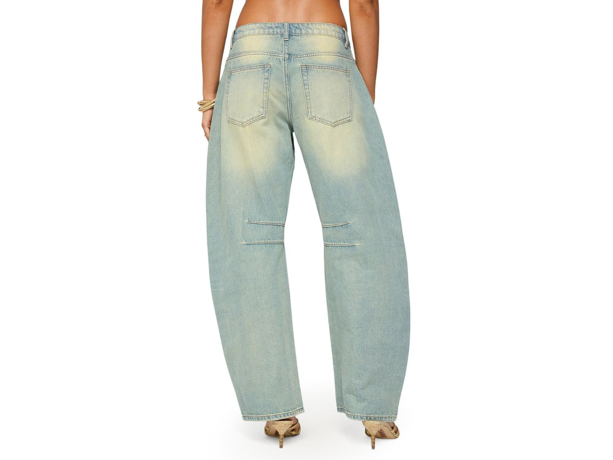 Cayden Low Rise Denim Washed Barrel Jeans — Image 3