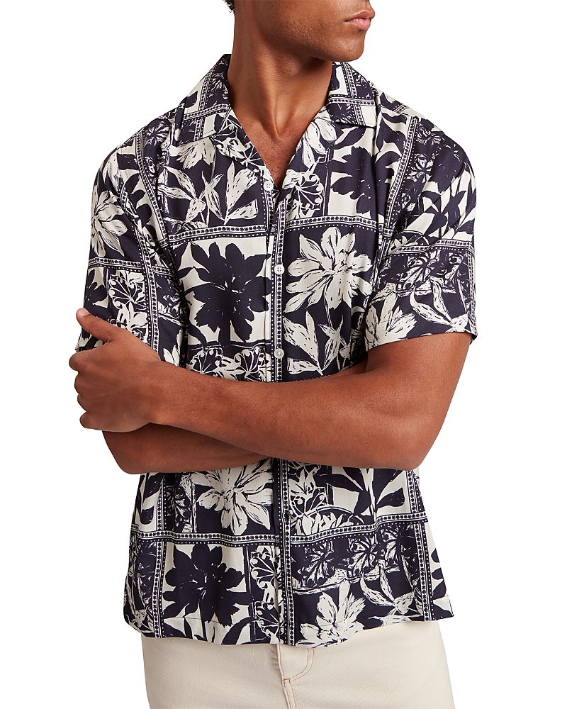 Ted Baker Radomie Printed Camp Shirt In Blue