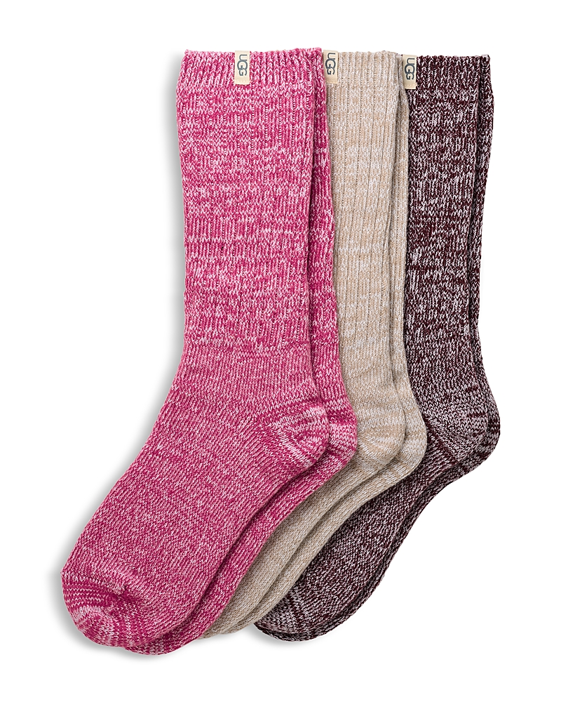 Ugg Rib Knit Slouchy Crew Socks, Pack Of 3 In Multi