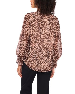 Split Neck Animal Print Top
