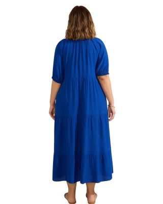  Tiered V-Neck Midaxi Dress