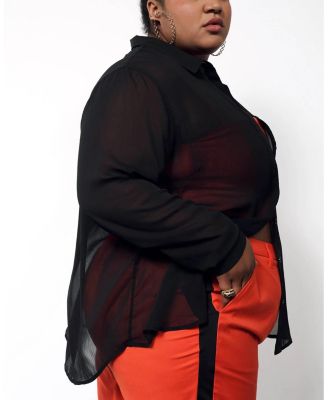  The Empower Sheer Long Sleeve Button Up Shirt