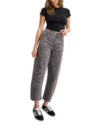 Good Standard Barrel Jeans in Gray Lucky Leopard