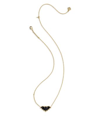 Obsidian Bat Pendant Necklace, 19" 