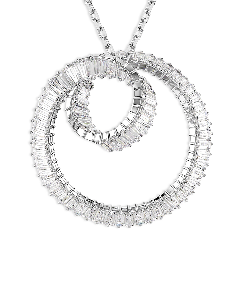 Swarovski Matrix Baguette Cut Rhodium Plated Necklace In Metallic