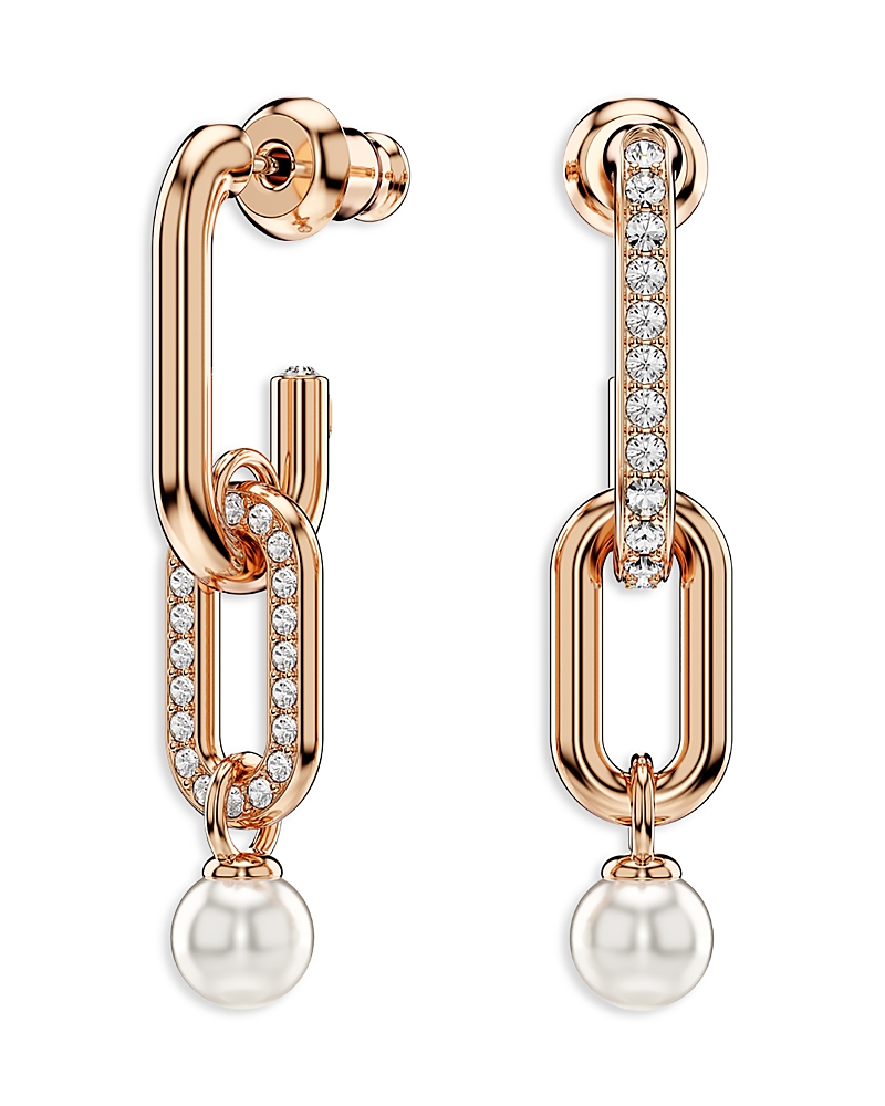 Swarovski Constella Crystal Pearl Drop Earrings In Gold