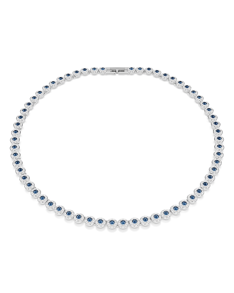 Swarovski Una Angelic Rhodium Plated Crystal Tennis Necklace In Metallic