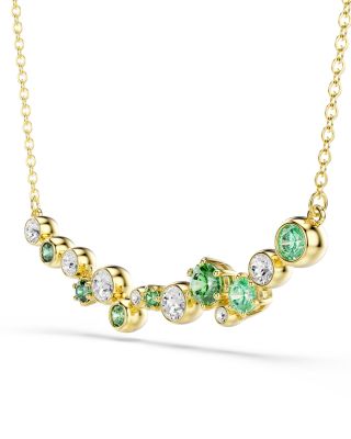 Constella White & Green Crystal Collar Necklace, 14.87"-18.87"