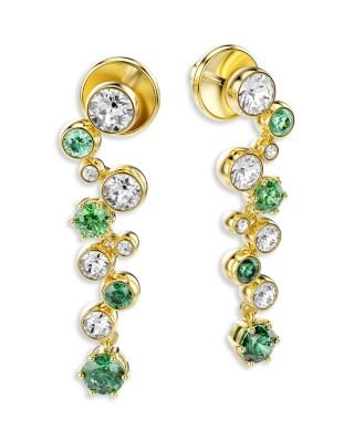 Constella White & Green Crystal Linear Drop Earrings