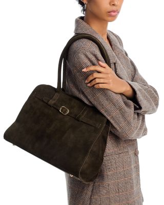 Suede Belted Shoulder Bag