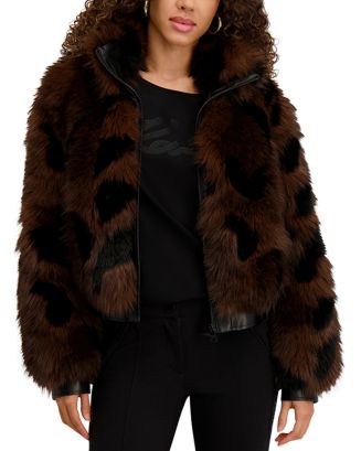 KARL LAGERFELD PARIS Multicolor Faux Fur Coat | Bloomingdale's Women