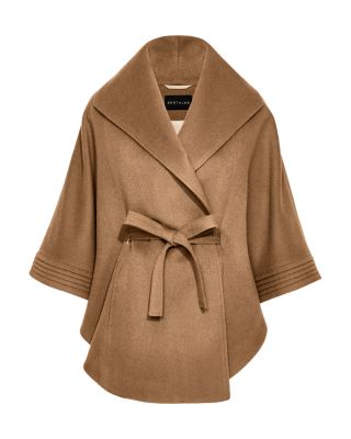 Belted Shawl Collar Cape Coat