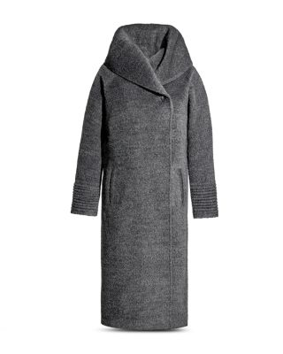 Boucl&eacute; Long Hooded Coat