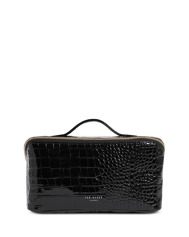 Ted Baker Vieda Croc Embossed Small Makeup Bag In Black