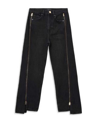 Frankie Zip High Rise Jeans in Washed Black