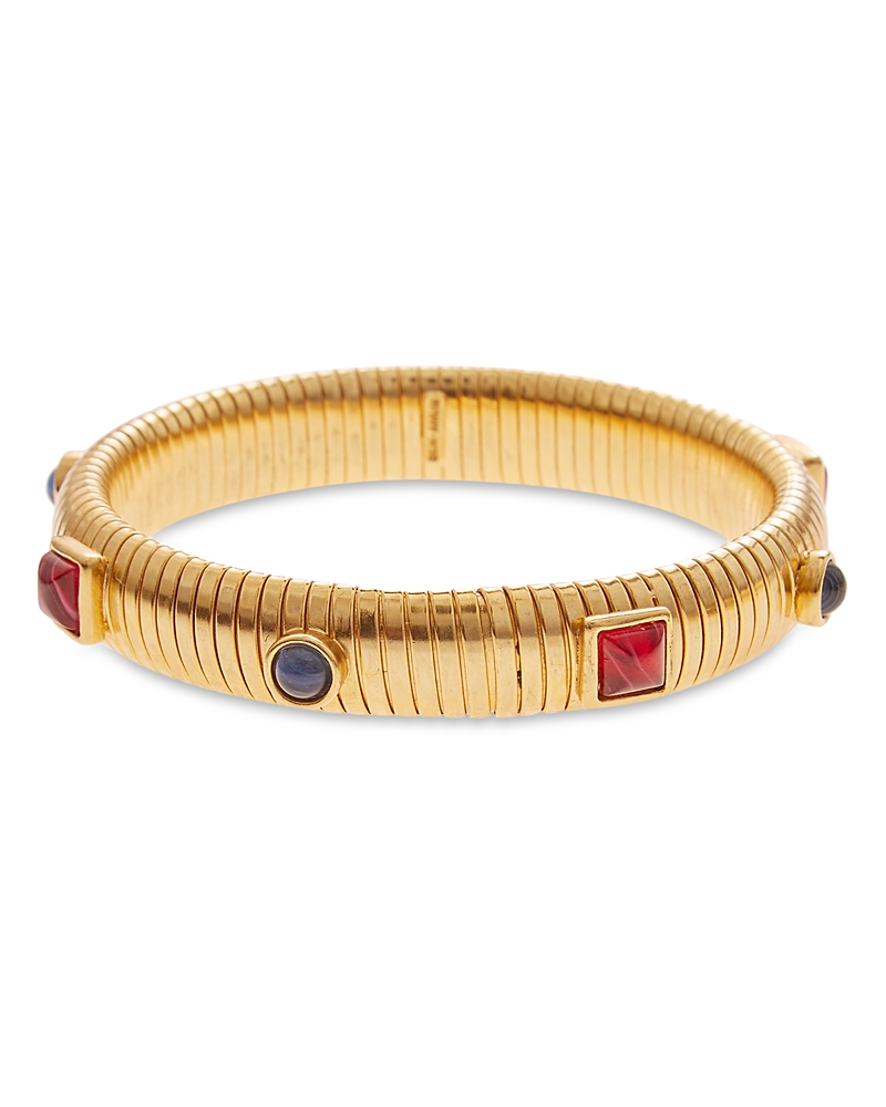 Ben-amun Mixed Color Stone Textured Bangle Bracelet In Gold